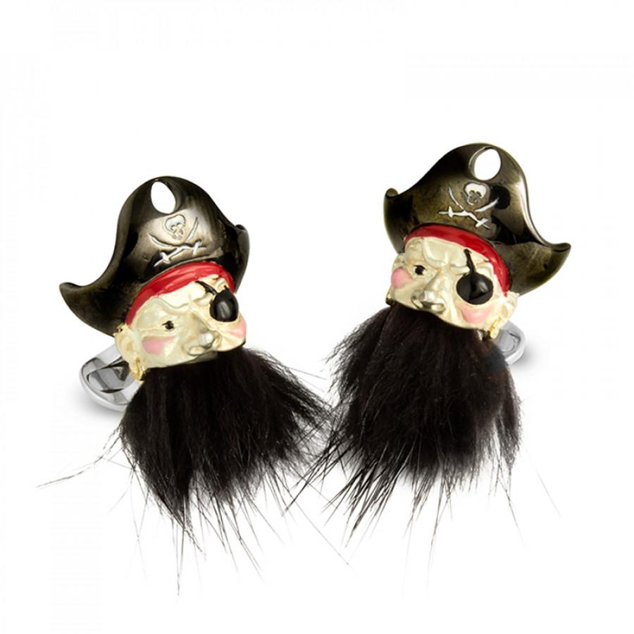 Deakin & Francis Sterling Silver Pirate Cufflinks with Hairy Beard