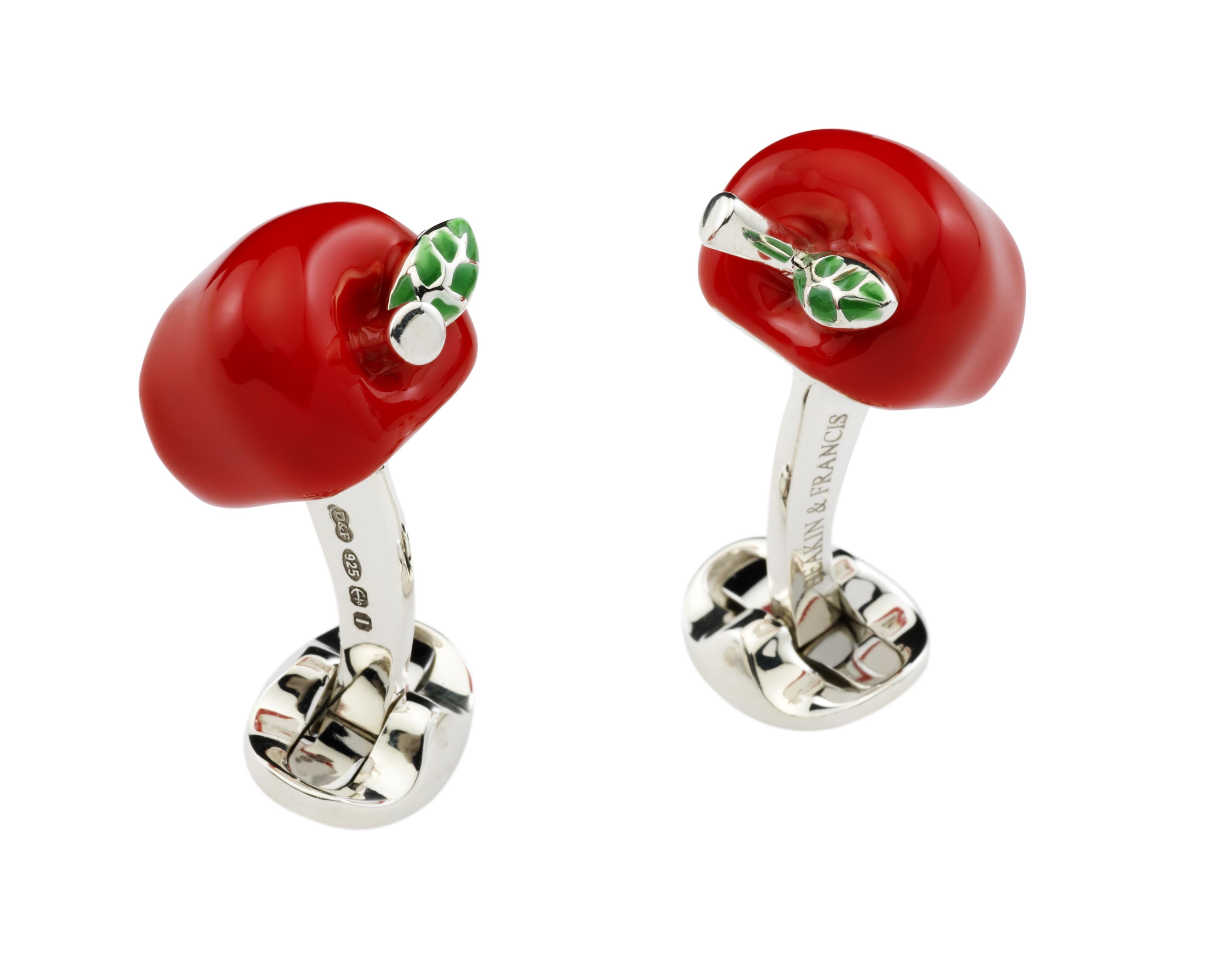 DEAKIN & FRANCIS, Piccadilly Arcade, London

Sweet and delicious - these beautiful apple cufflinks will certainly be the apple of your eye! Made from sterling silver and hand-enamelled in a juicy red finish, these unique apple themed cufflinks will