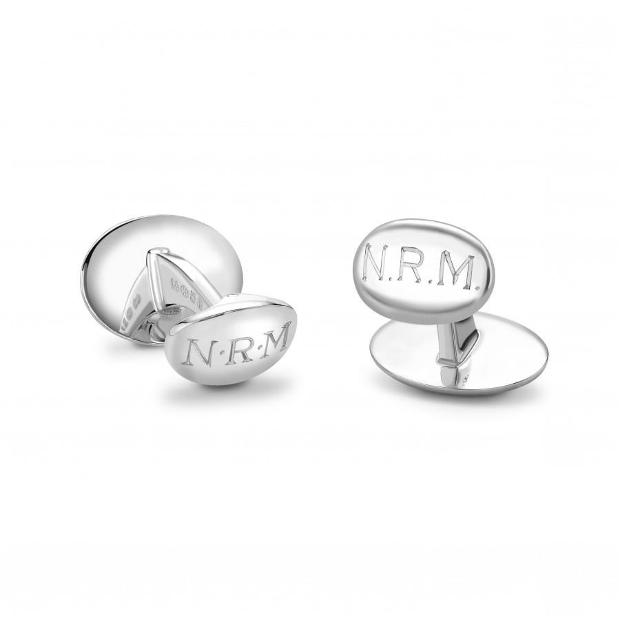 Contemporary Deakin & Francis Sterling Silver Round Cufflinks with Engine-Turned Pattern