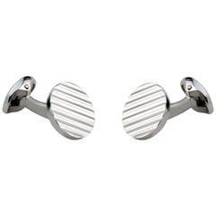 Deakin & Francis Sterling Silver Round Cufflinks with Engine-Turned Pattern