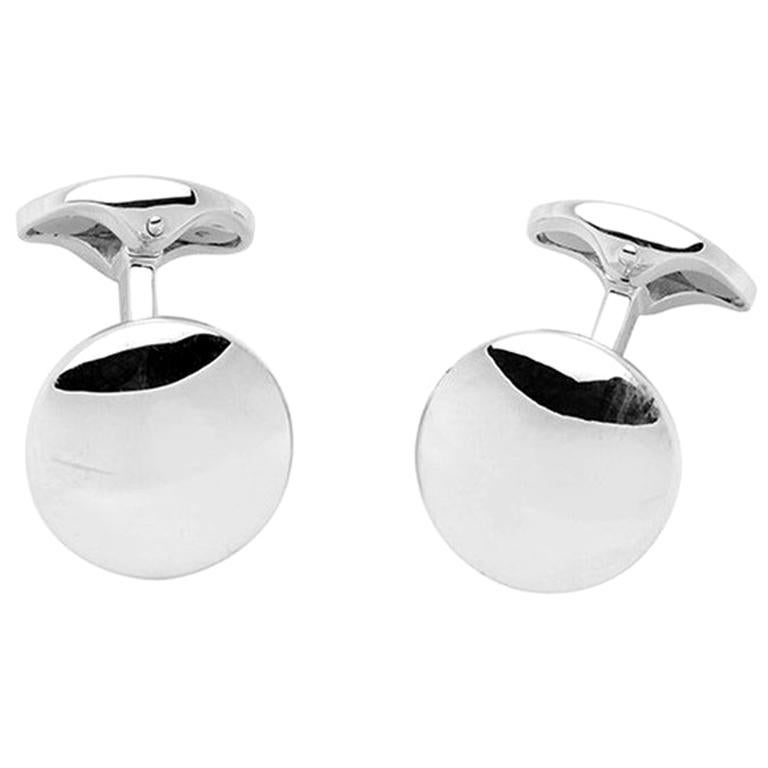 Deakin & Francis Sterling Silver Round Domed Cufflinks For Sale