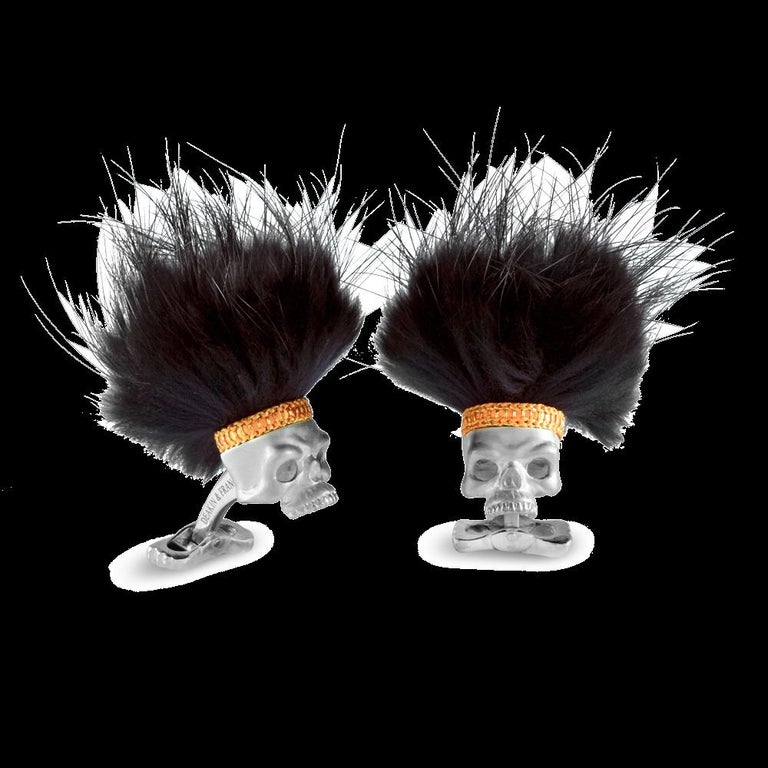 Sterling Silver and Diamond Skull Cufflinks by Deakin & Francis main image 0