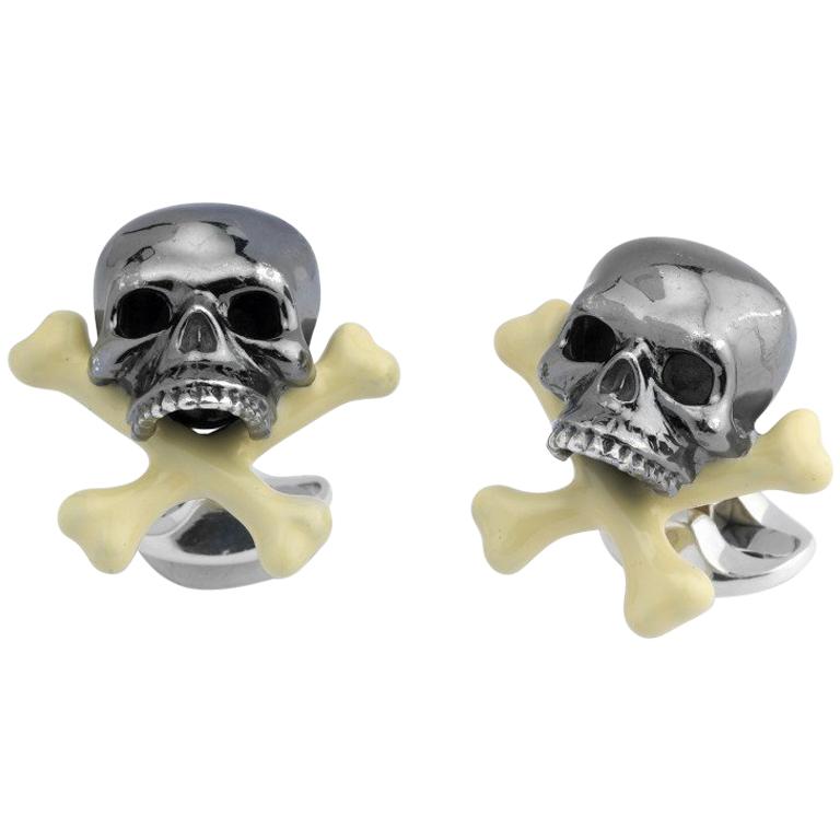 Deakin & Francis Sterling Silver Skull and Cross Bone Cufflinks
