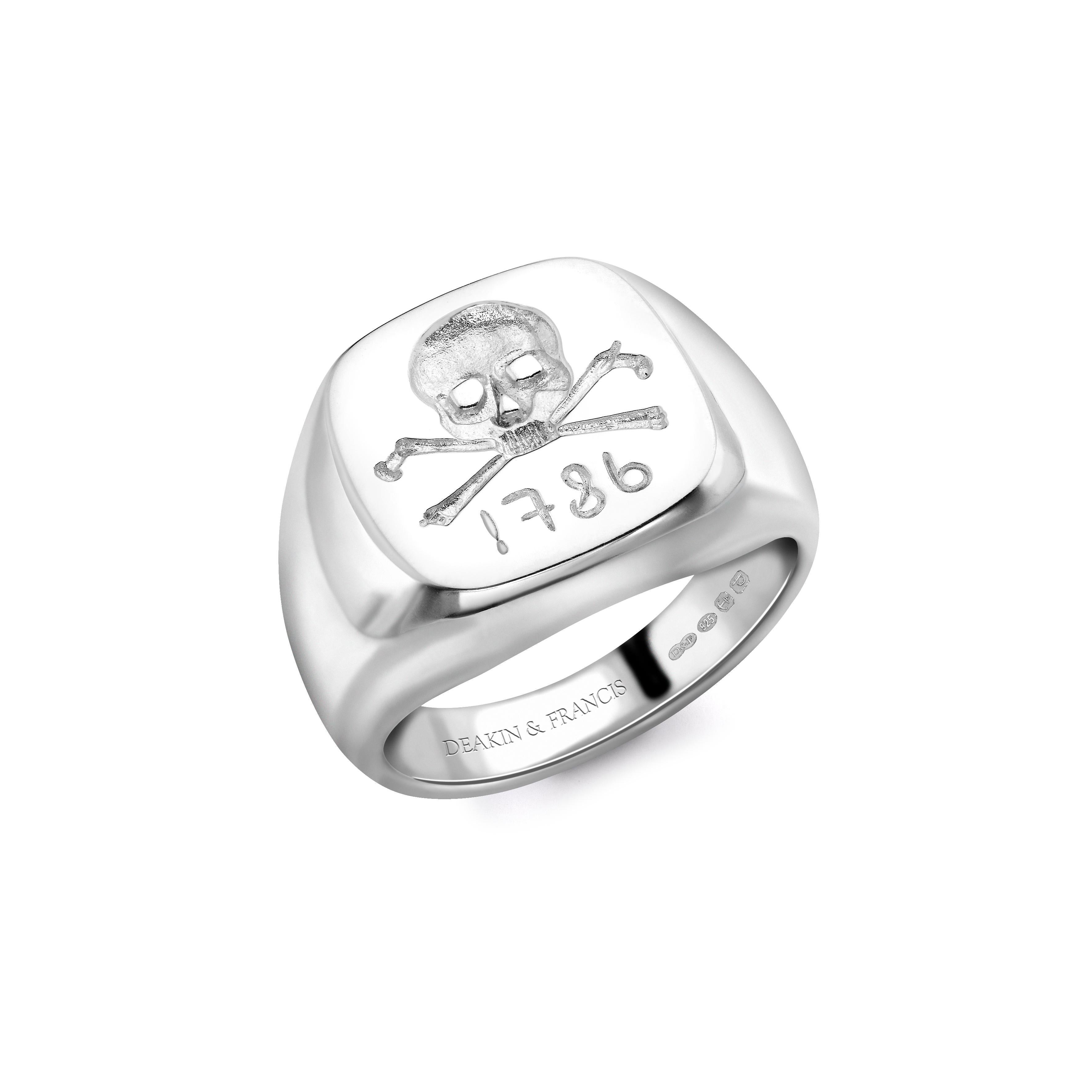 DEAKIN & FRANCIS, Piccadilly Arcade, London

Signet Rings are timeless heirlooms to have and to hold and this ring is a real statement piece.

This Signet Ring has been given a contemporary twist. Hand-stamped with the iconic Deakin & Francis skull