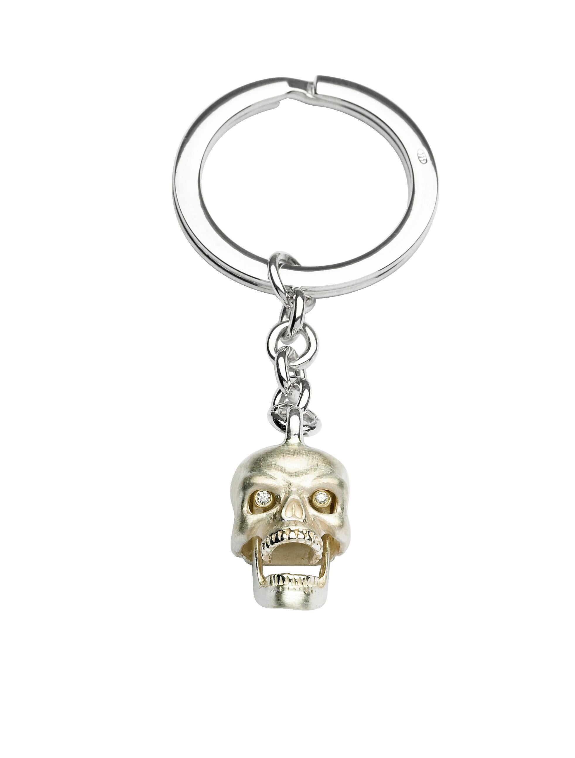Whether you keep your keys in a handbag that could securely accommodate the contents of a small cupboard or if your keys reside in a pocket, our stunning, sterling silver skull keyring will easily be located.
And what's more, when you do find the