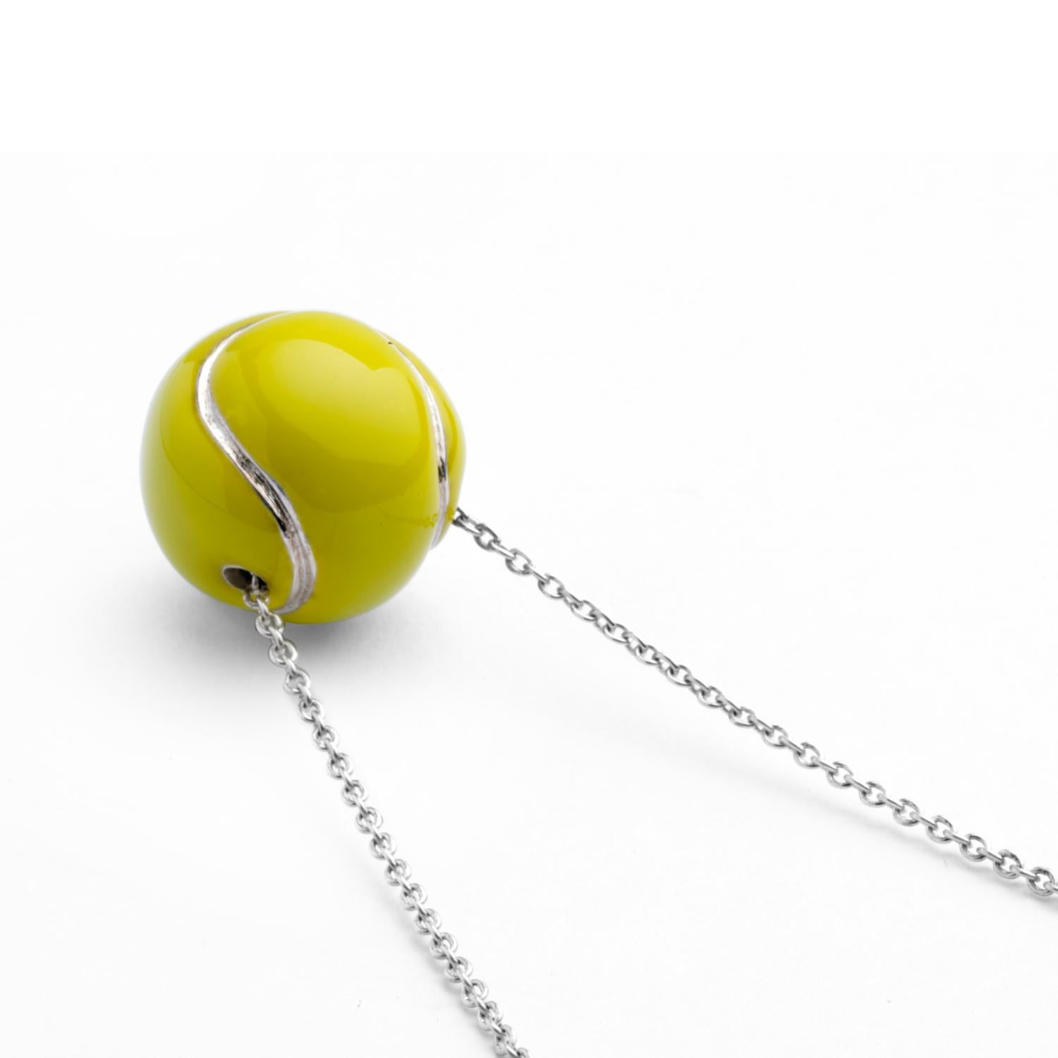 Deakin & Francis Sterling Silver Tennis Ball Pendant In New Condition In Birmingham, West Midlands