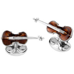 Deakin & Francis Sterling Silver Violin Cufflinks