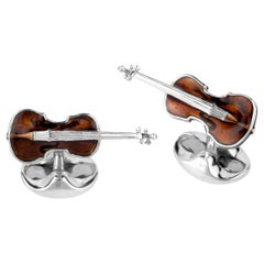 Deakin & Francis Sterling Silver Violin Cufflinks