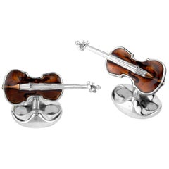 Deakin & Francis Sterling Silver Violin Cufflinks