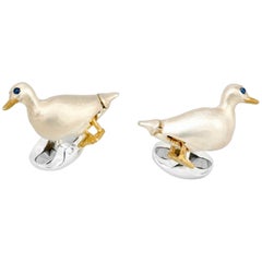 Deakin & Francis Sterling Silber Waddling Duck Manschettenknöpfe