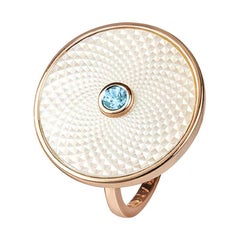 Deakin &amp; Francis Sterlingsilber Weißer Perlmutt-Ring mit Aquamarin