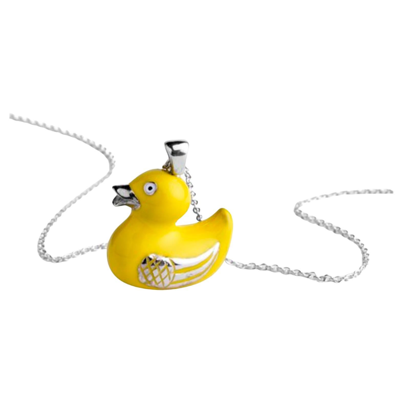 Deakin & Francis Sterling Silver Yellow Duck Pendant For Sale