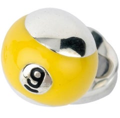 Deakin & Francis Sterling Silver Yellow Enamel Pool Ball Cufflinks