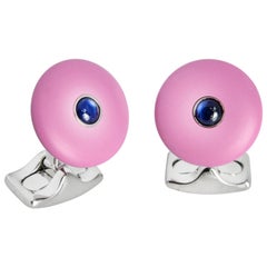 Vintage Deakin & Francis 'The Brights' Lilac Cufflinks with Sapphire Centre