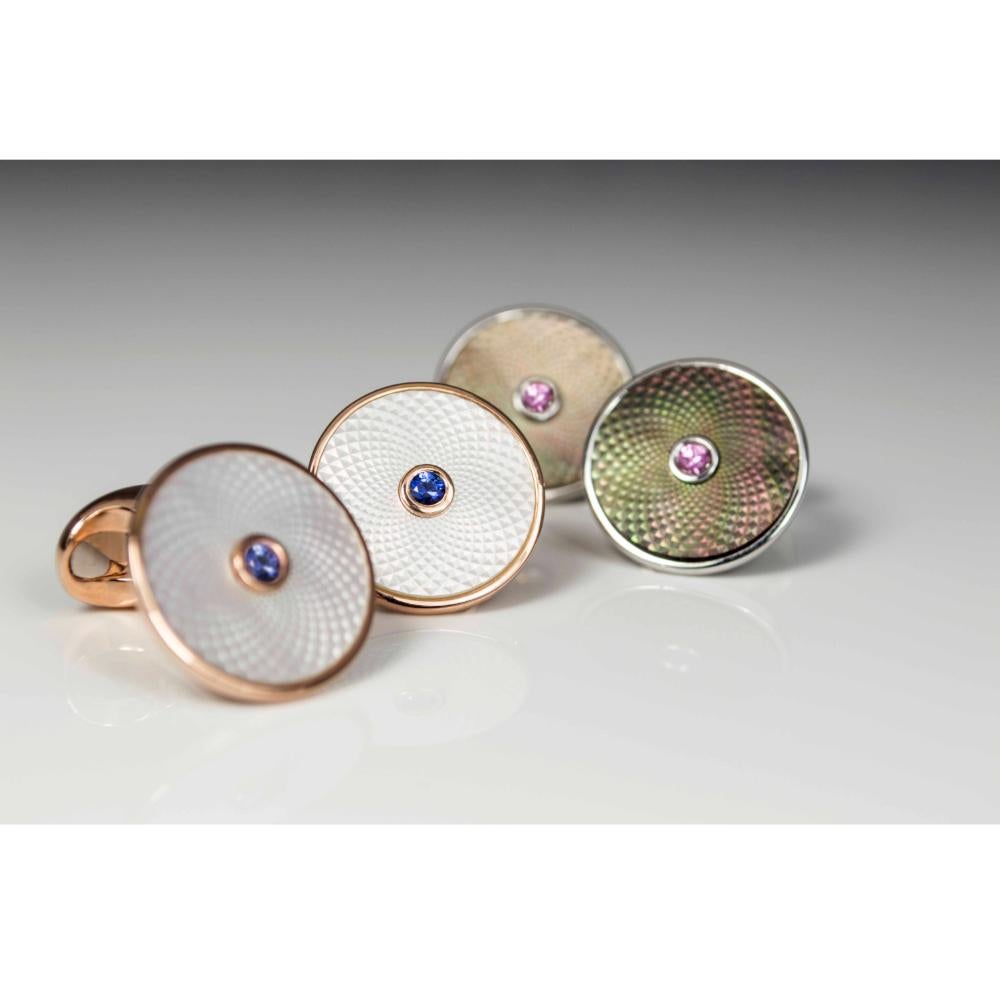DEAKIN & FRANCIS, Piccadilly Arcade, London

Capture your dreams with our Dreamcatcher Collection; These cufflinks each contain a shimmery, precision cut piece of mother-of-pearl in either grey or white and are finished off with a precious gemstone