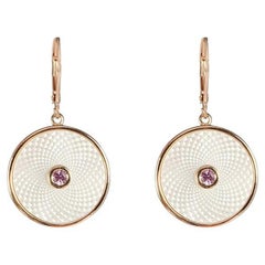 Deakin 
Francis White Mother of Pearl Dreamcatcher Earrings with Pink Sapphire