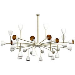 Deal for Kirsten: Large Italian Metal & Brass Supernova Chandelier 32 Lights