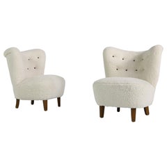 *Deal for V.* 1 of 2 Lounge Chairs Teddy Fur & Leather 1950s Gosta Jonsson attr.