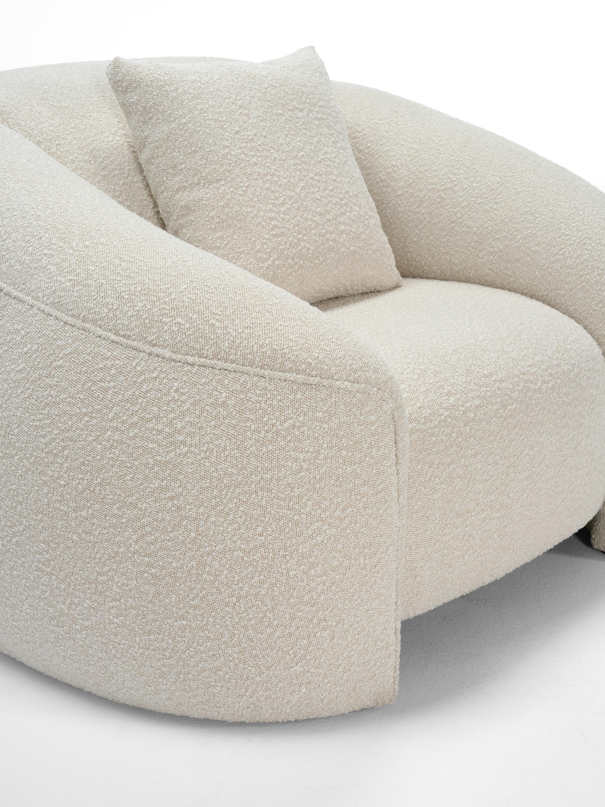 Modern DEAN armchair in Boucle fabric For Sale