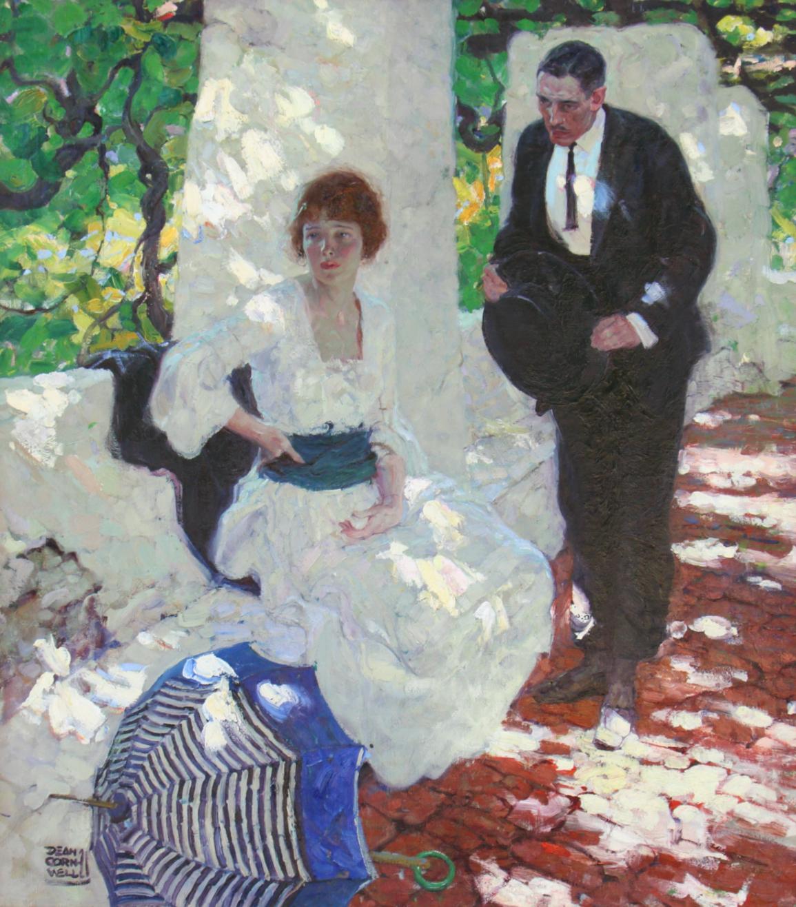 Figurative Painting de Dean Cornwell - Pareja Bajo Logia