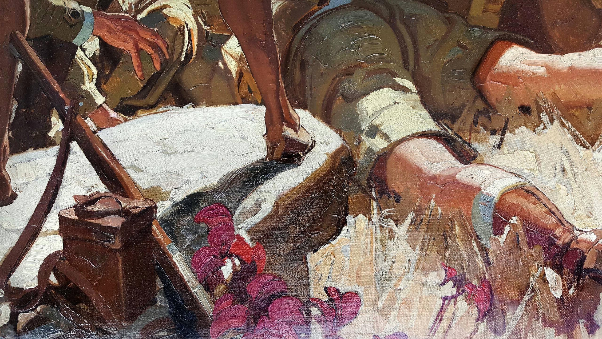 Ernest Hemingway. The Short Happy Life of Francis Macomber,  He Lay Face Down, - Painting by Dean Cornwell