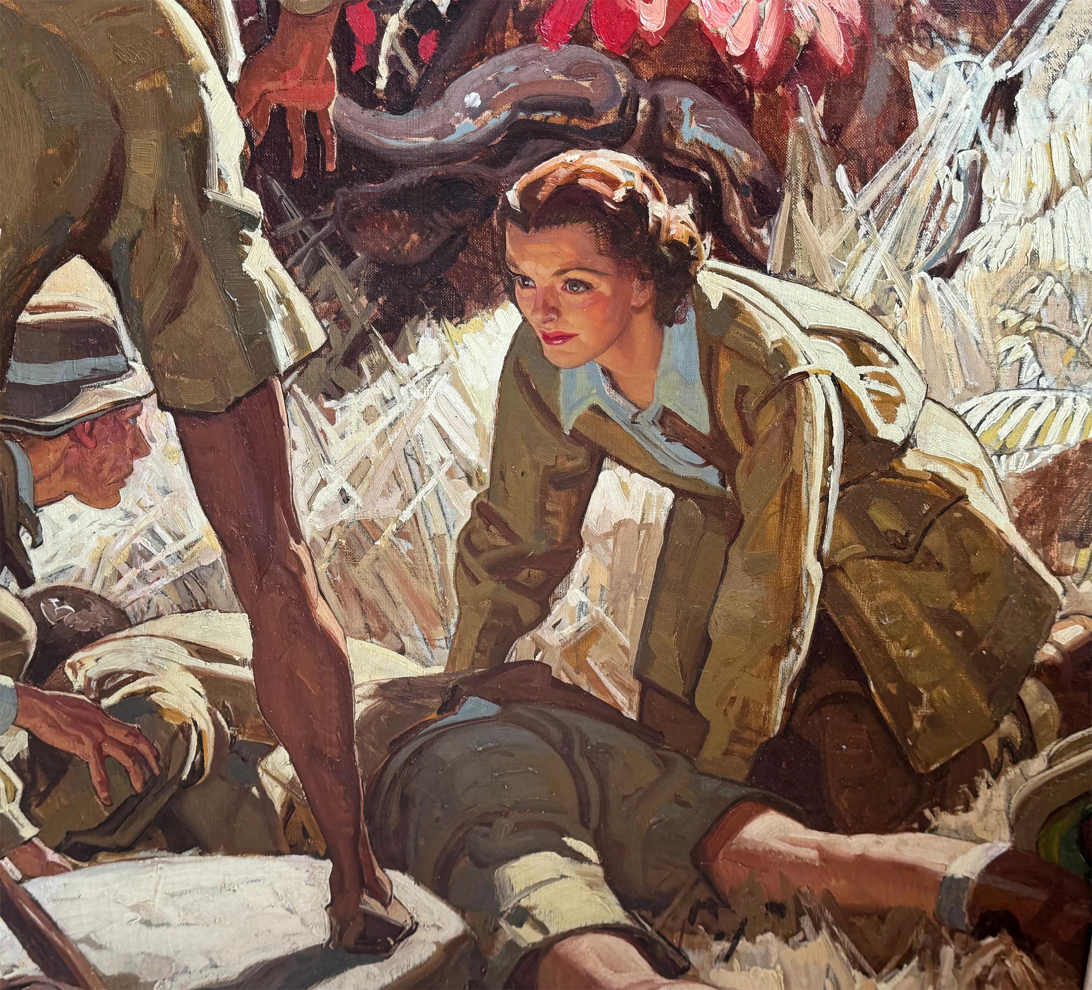 Ernest Hemingway. Das kurze Happy Life of Francis Macomber  An He Lay Face Down – Painting von Dean Cornwell