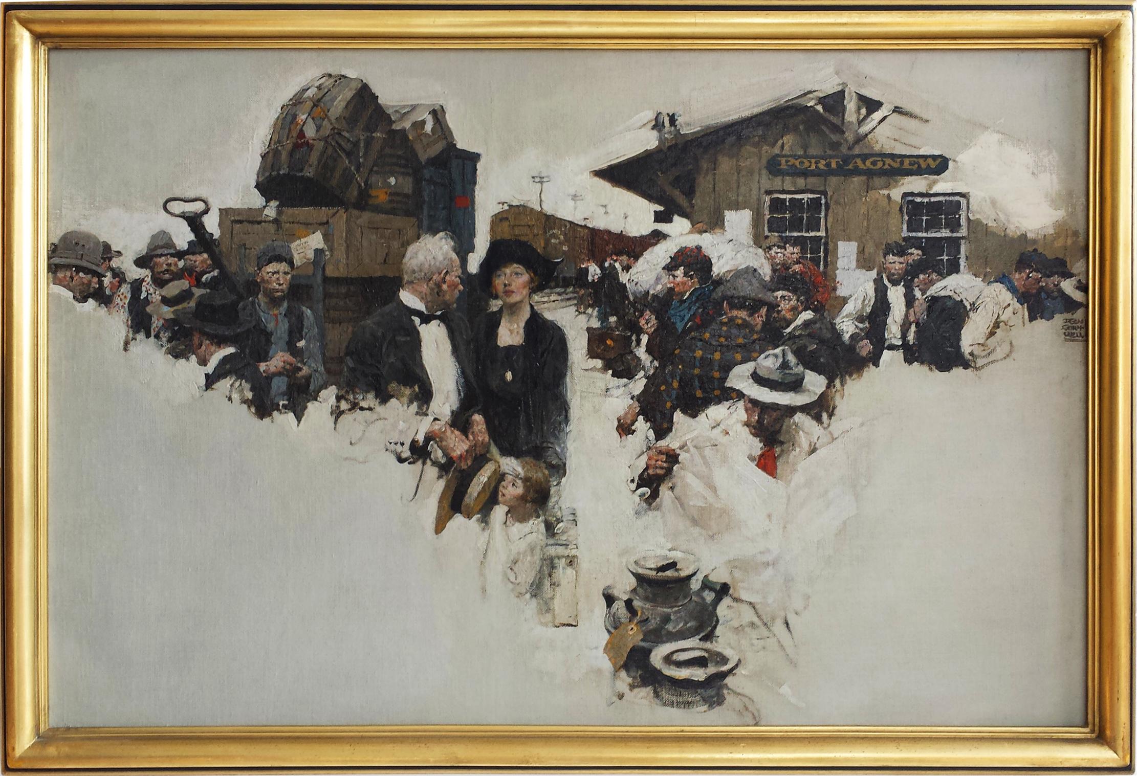 Kindred of the Dust, Revista Cosmopolitan de Frontier Town - Painting de Dean Cornwell