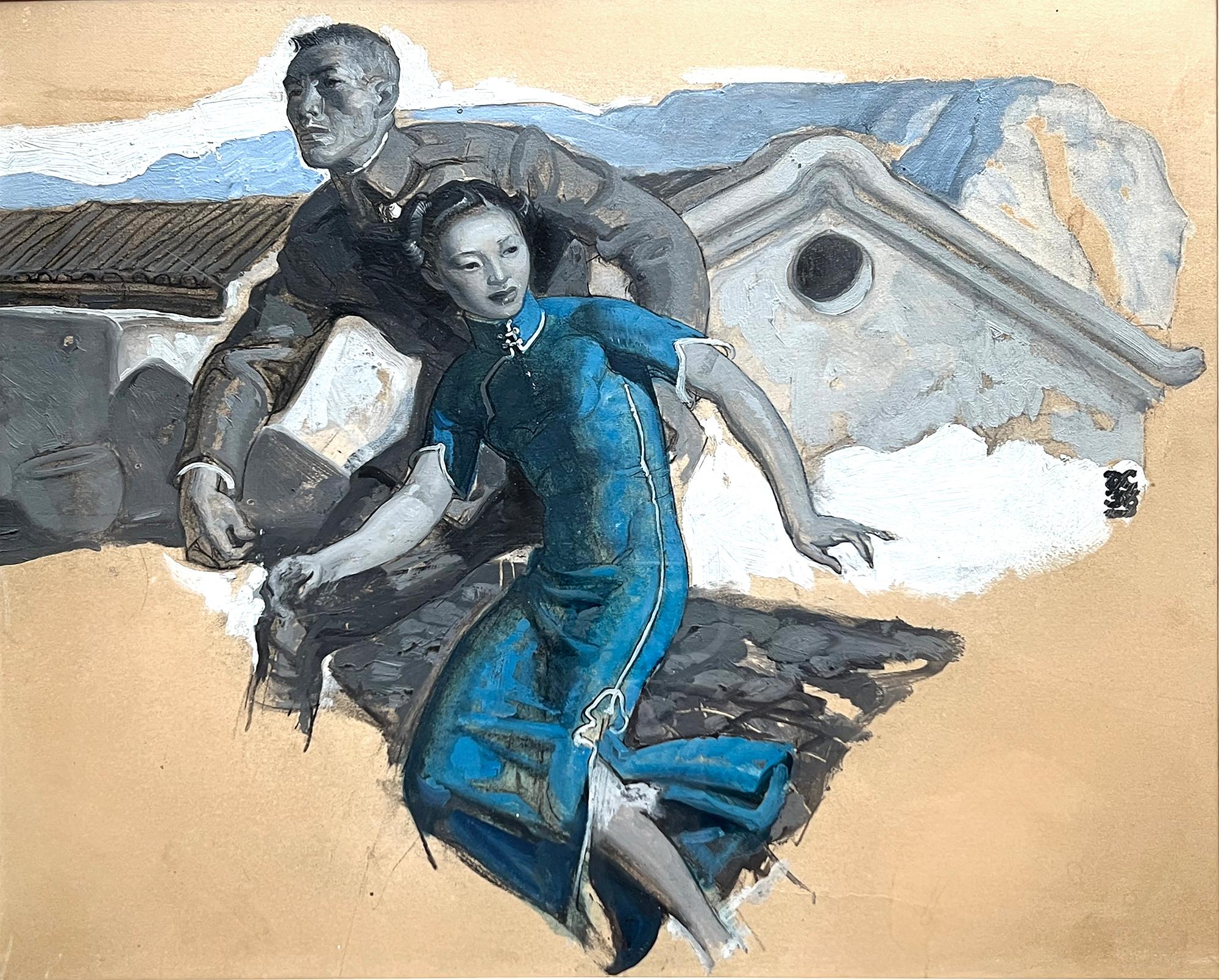 Dean Cornwell Portrait Painting – Porträt eines chinesischen Paares. Pearl S. Buck Tiger Tiger Illustration  Kosmopolitisch