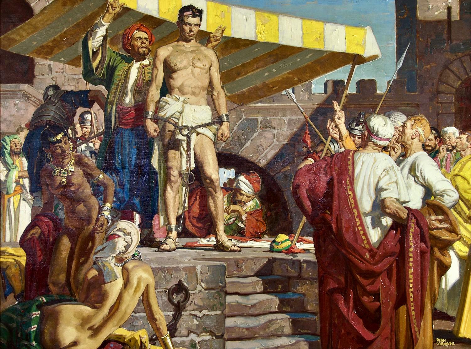 Figurative Painting Dean Cornwell - The Slave Market, Illustration de livre pour The Robe de Lloyd Douglas