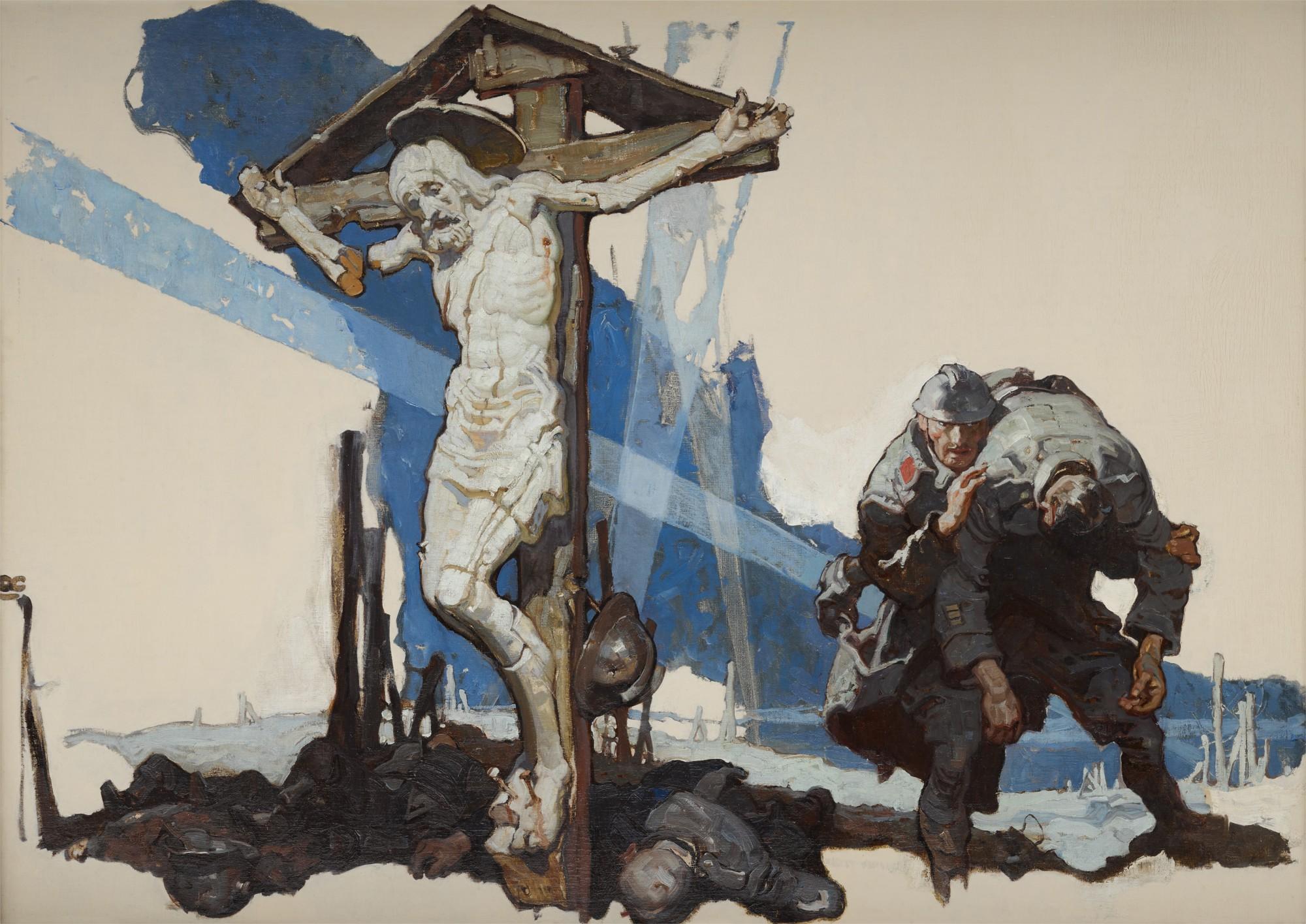 Untitled (Crucifixion on the Battlefield) - Art by Dean Cornwell