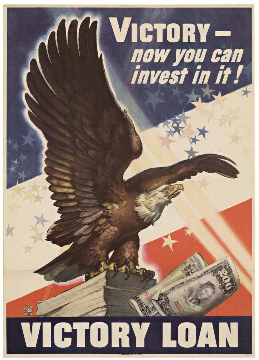 „Victory Loan“-Stipendium  Victor Victory - jetzt können Sie in es investieren!' Vintage-Plakat