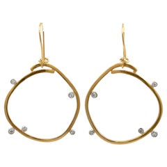 Dean Davidson 18k Yellow Gold .20ctw Diamond Free Form Circle Matte Earrings