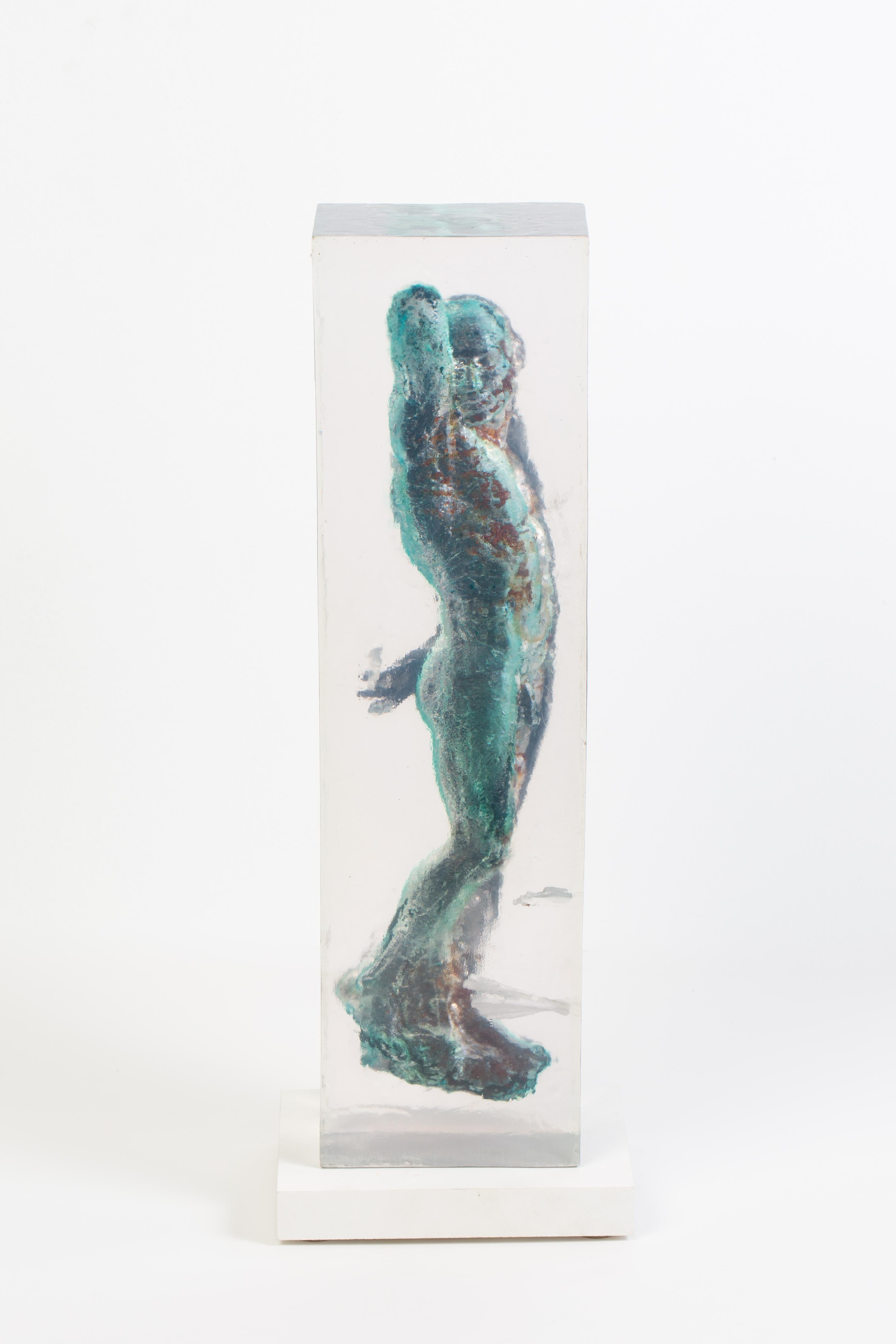 Embedded Slave - After Michelangelo, Sculpture Half Embedded in Clear Resin 11