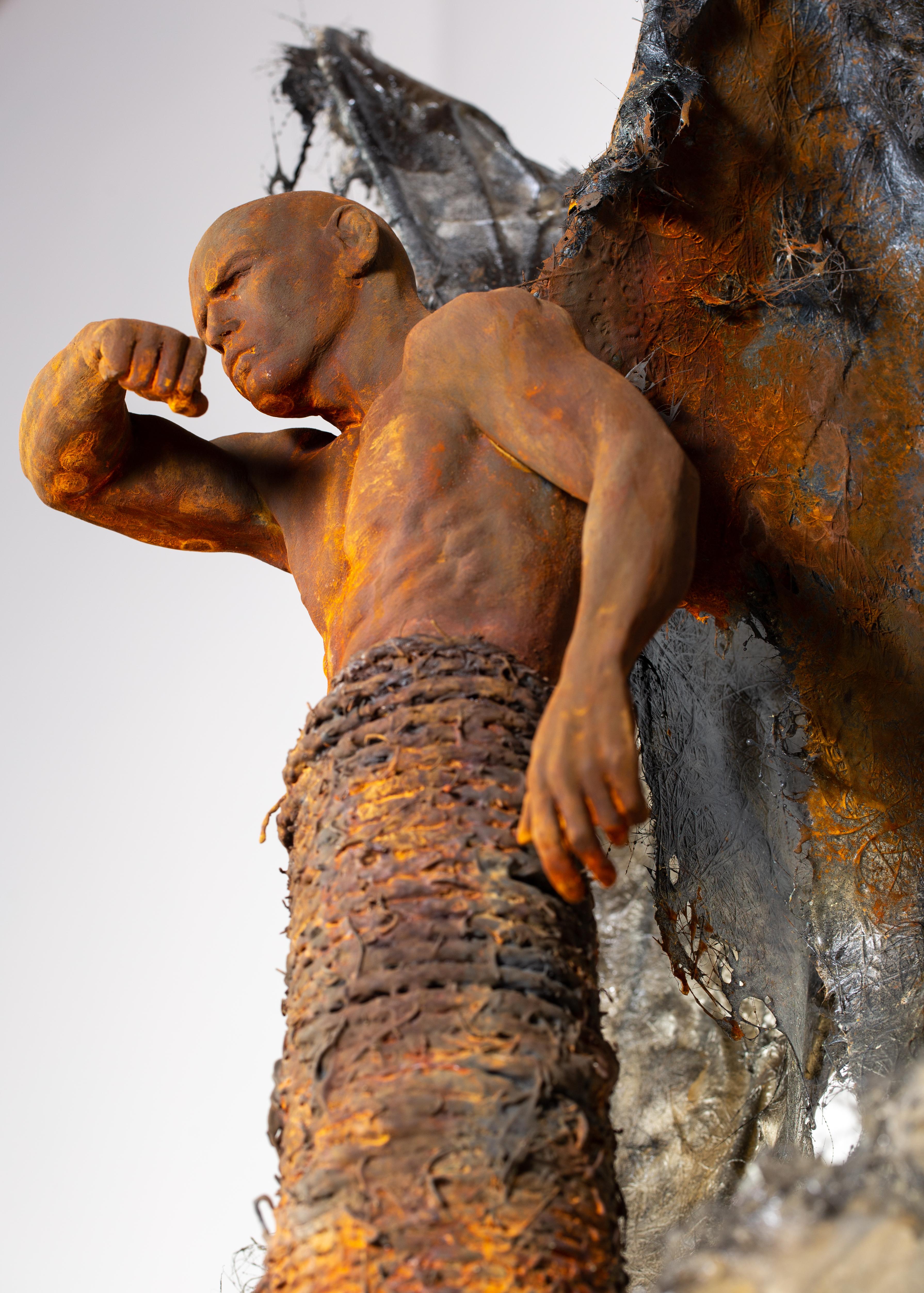 Guardian: Obscura - Winged, Bronze, Mixed Media Sculpture, Rust and Iron Patina 9