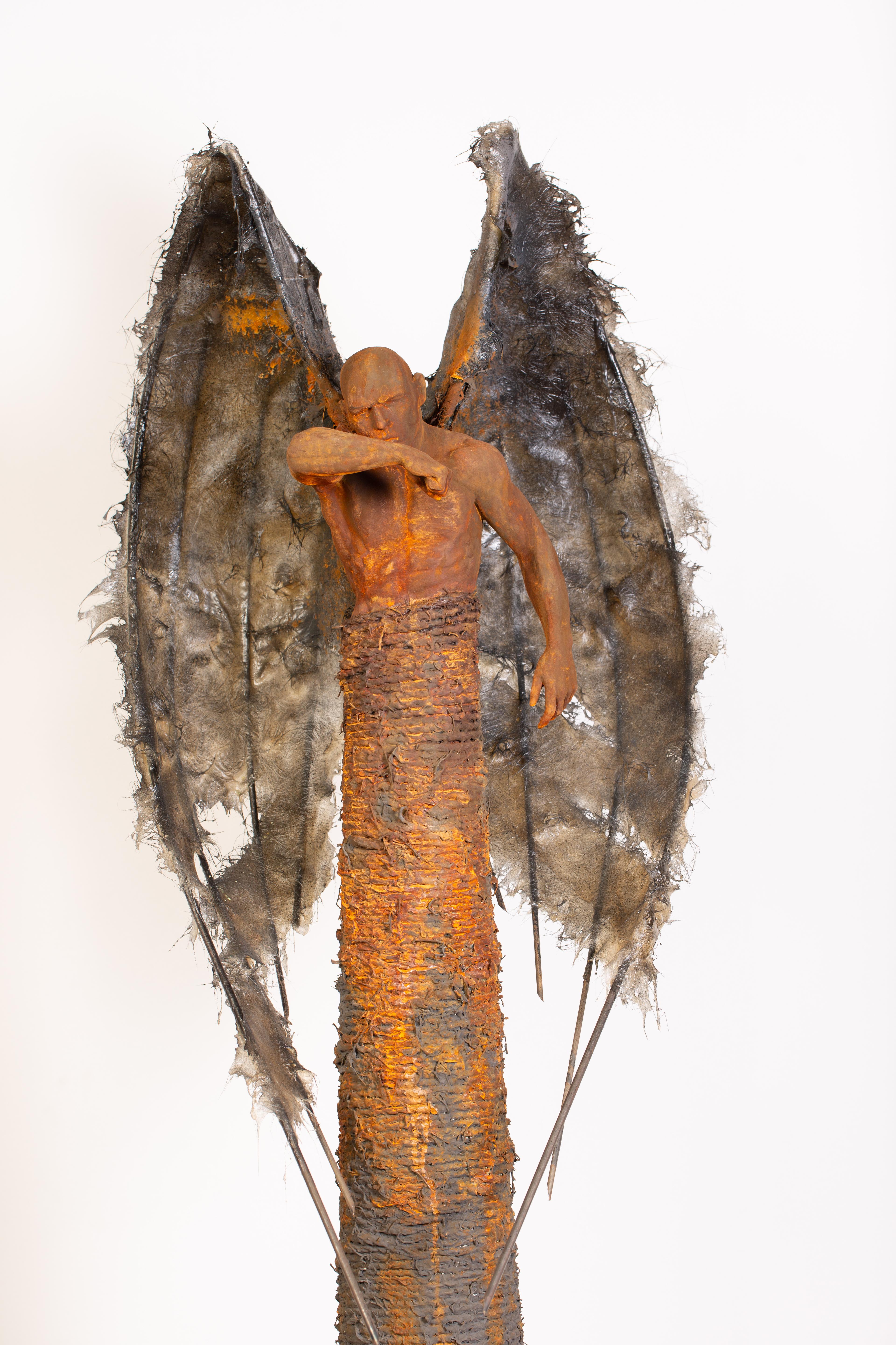 Guardian: Obscura - Winged, Bronze, Mixed Media Sculpture, Rust and Iron Patina 11
