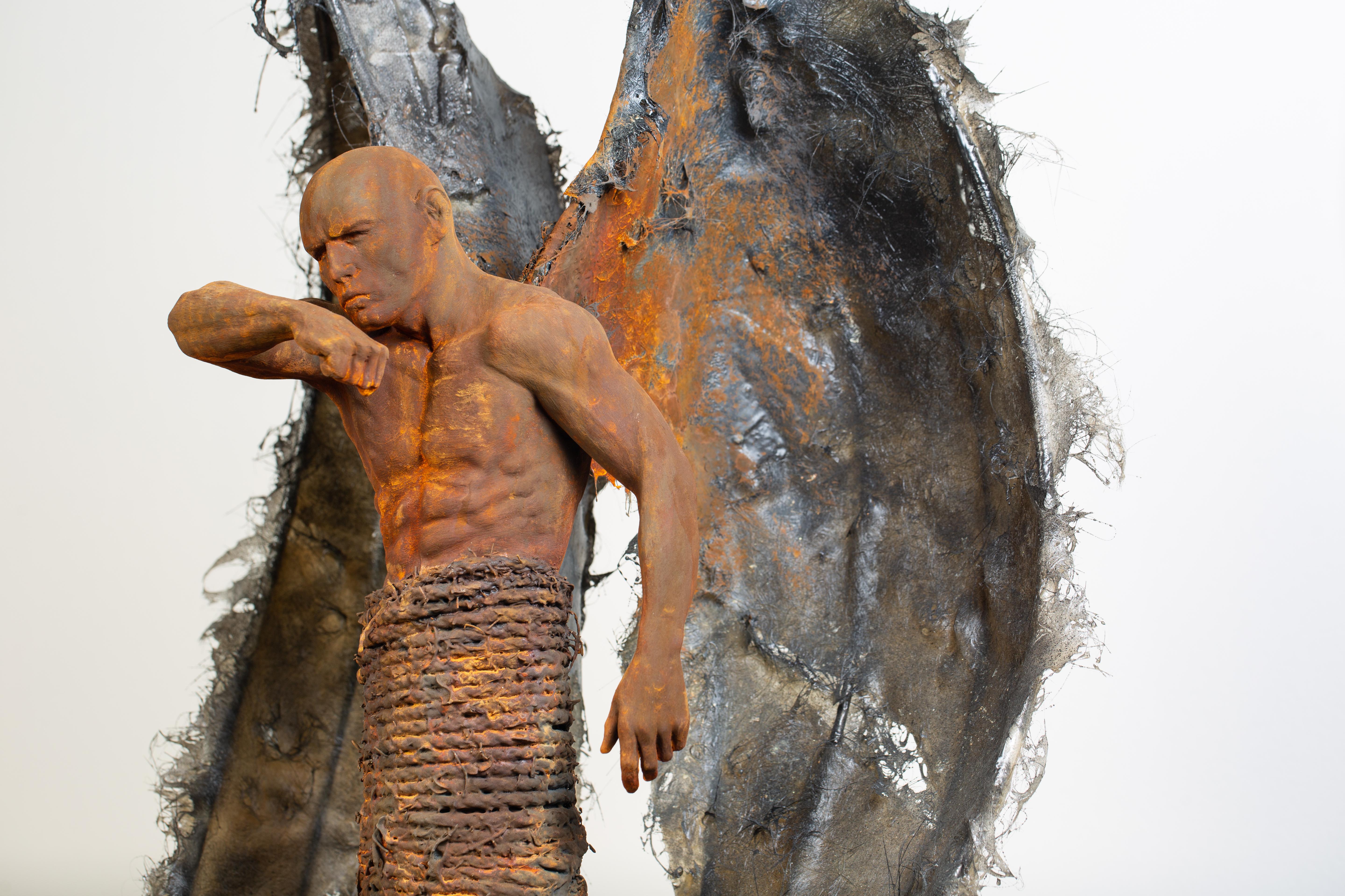 Guardian: Obscura - Winged, Bronze, Mixed Media Sculpture, Rust and Iron Patina 14