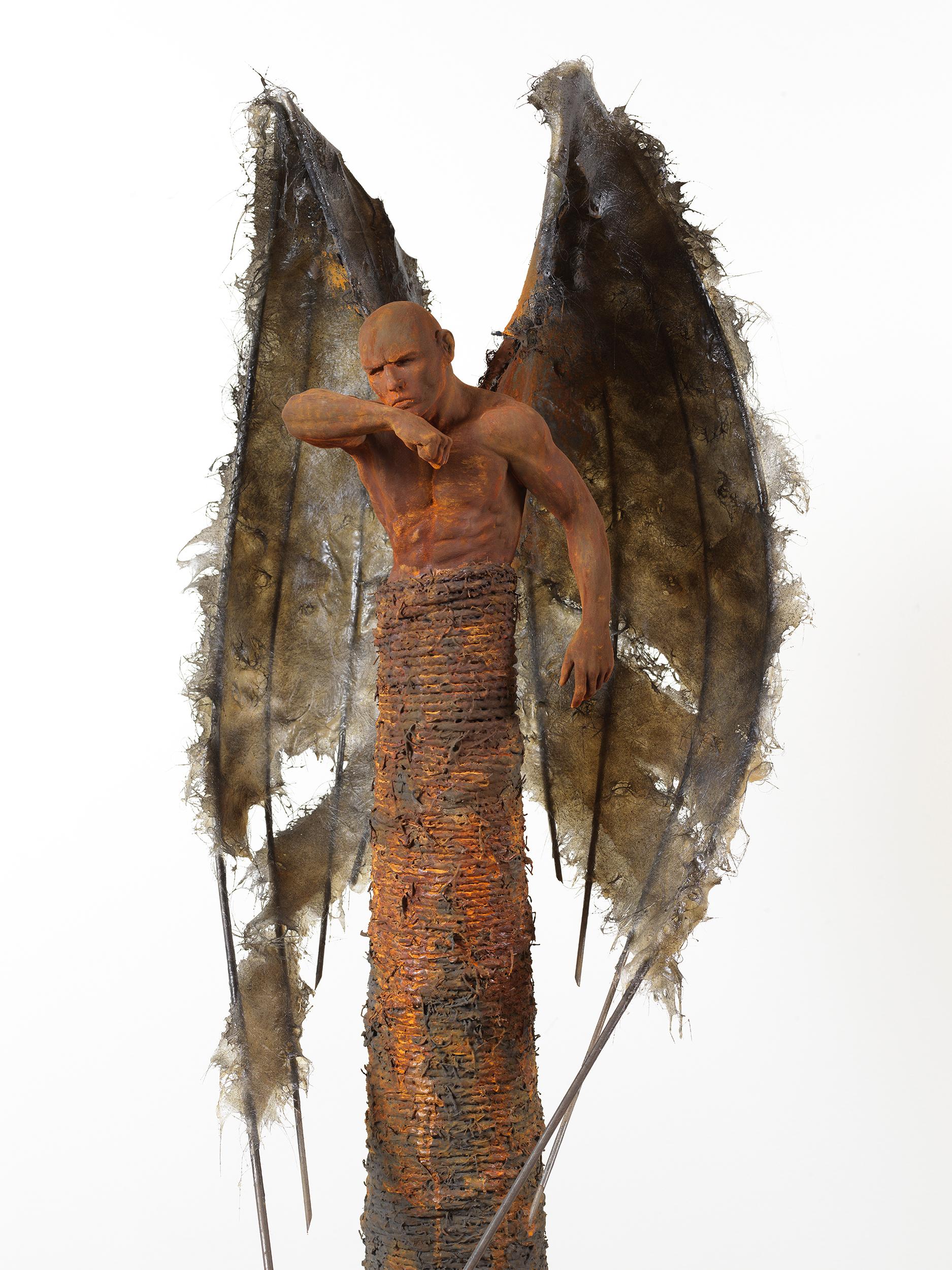 Guardian: Obscura - Winged, Bronze, Mixed Media Sculpture, Rust and Iron Patina 2