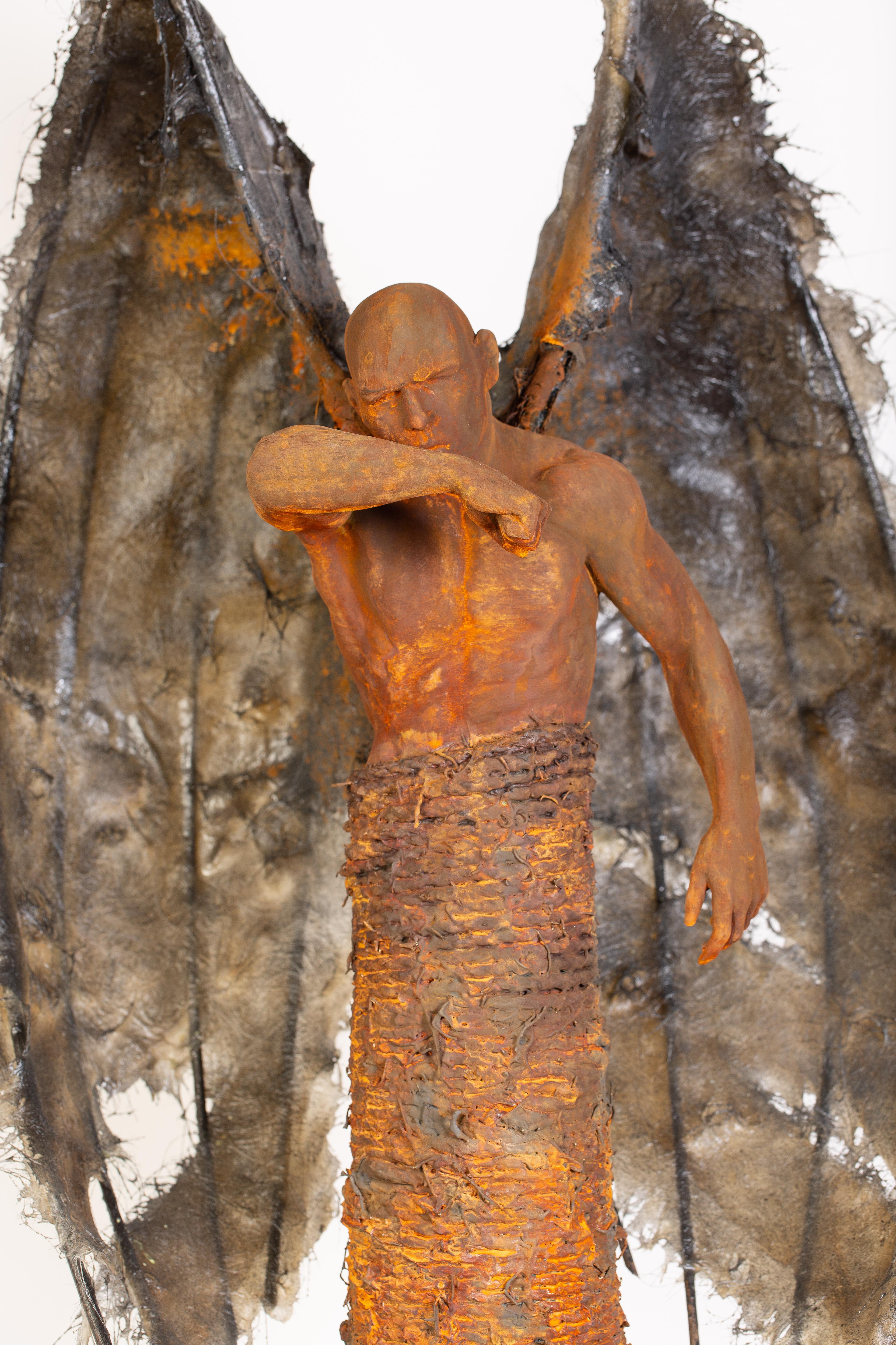 Guardian: Obscura - Winged, Bronze, Mixed Media Sculpture, Rust and Iron Patina 4