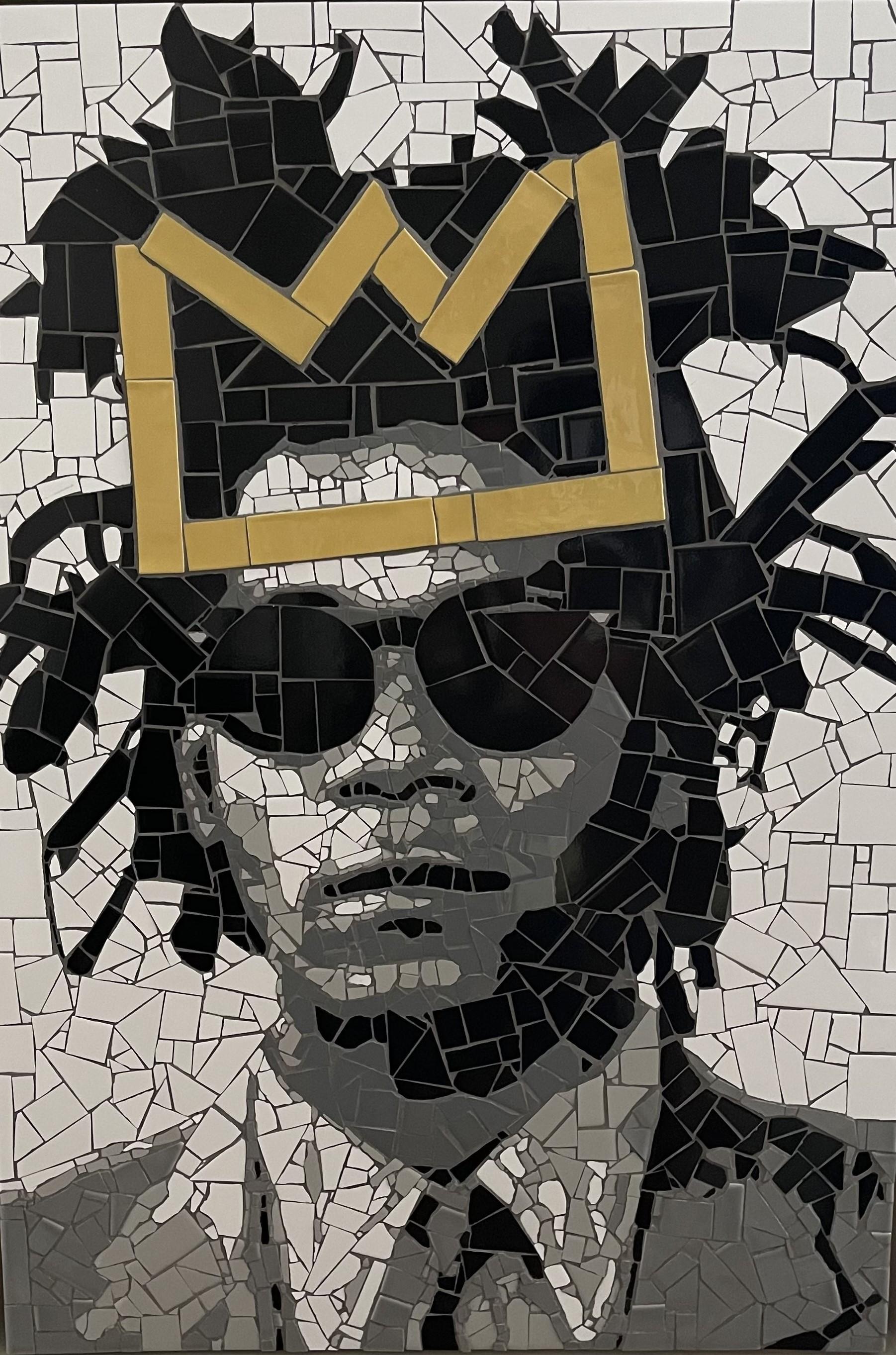 Retrato Basquiat, mosaico, figurativo, obra de arte original, obra de arte dimensional - Mixed Media Art Contemporáneo de Dean Moore