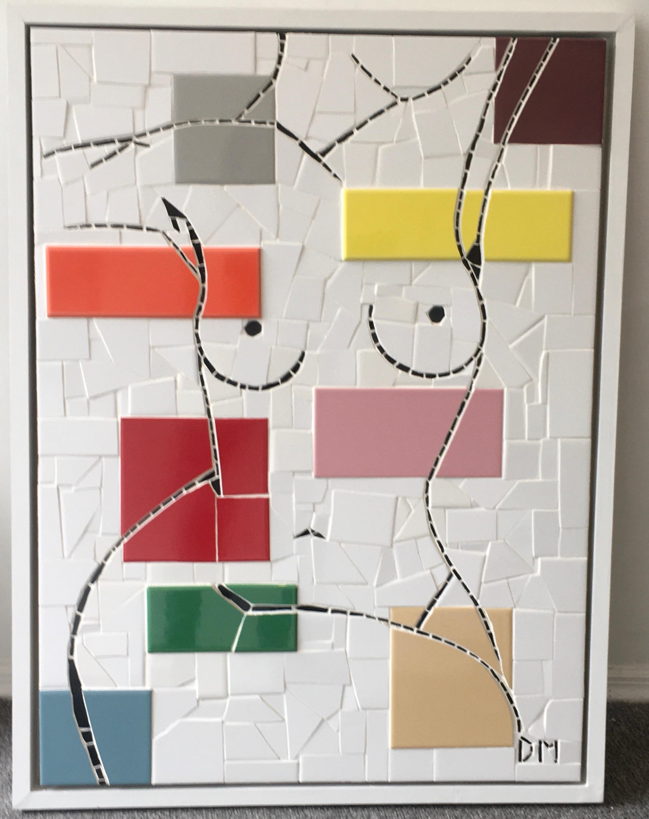Figura fragmentada, mosaico de azulejos,  medios mixtos,  Mujer, Figura - Painting Arte pop de Dean Moore