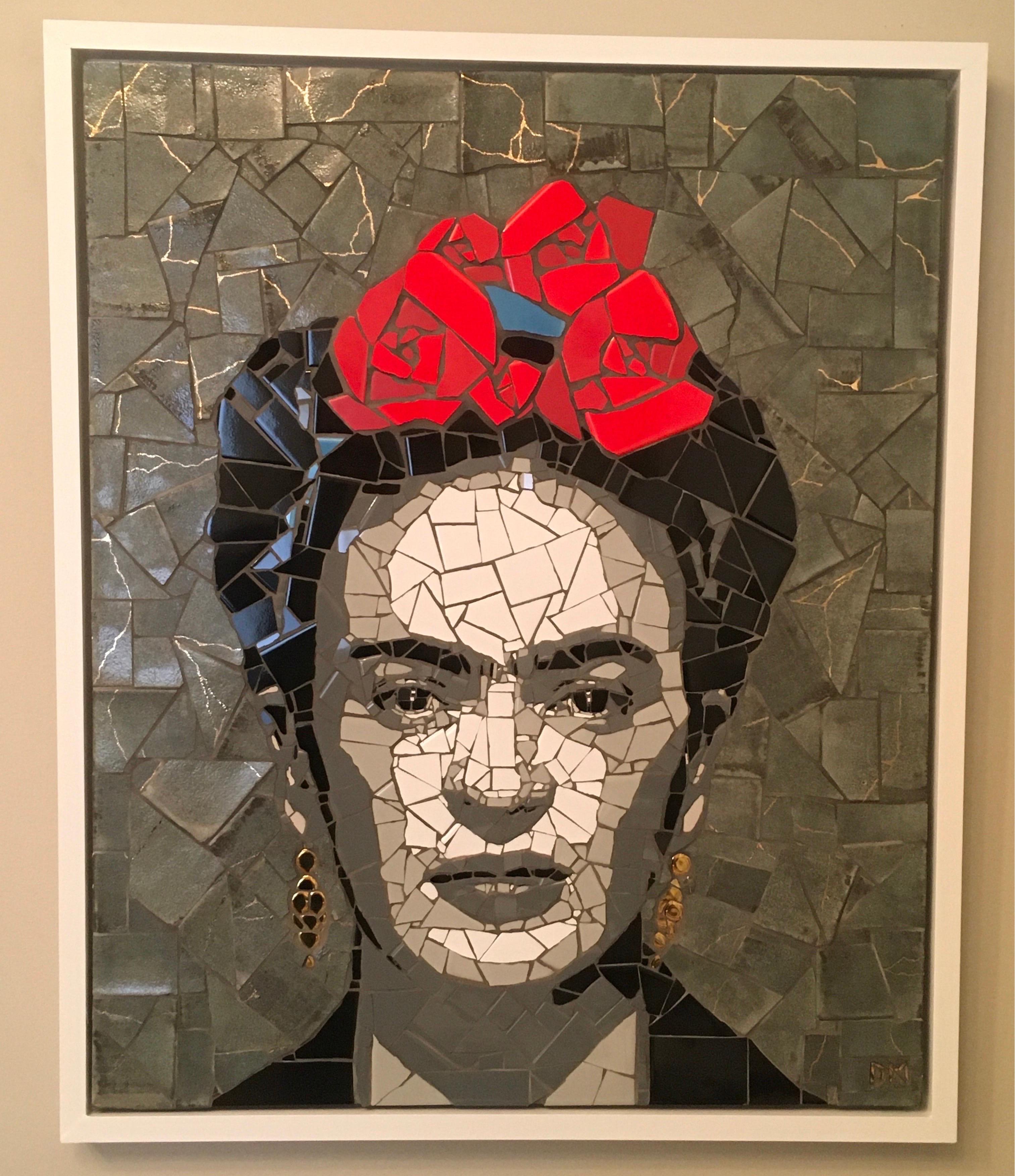 Frida Kahlo, mosaic, portrait, original artwork, dimensional - Mixed Media Art by Dean Moore