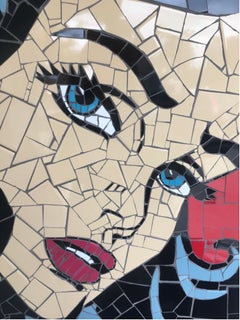 Wonder Woman, mosaic tile mixed media artwork