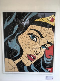 Wonder Woman, mosaic tile mixed media artwork