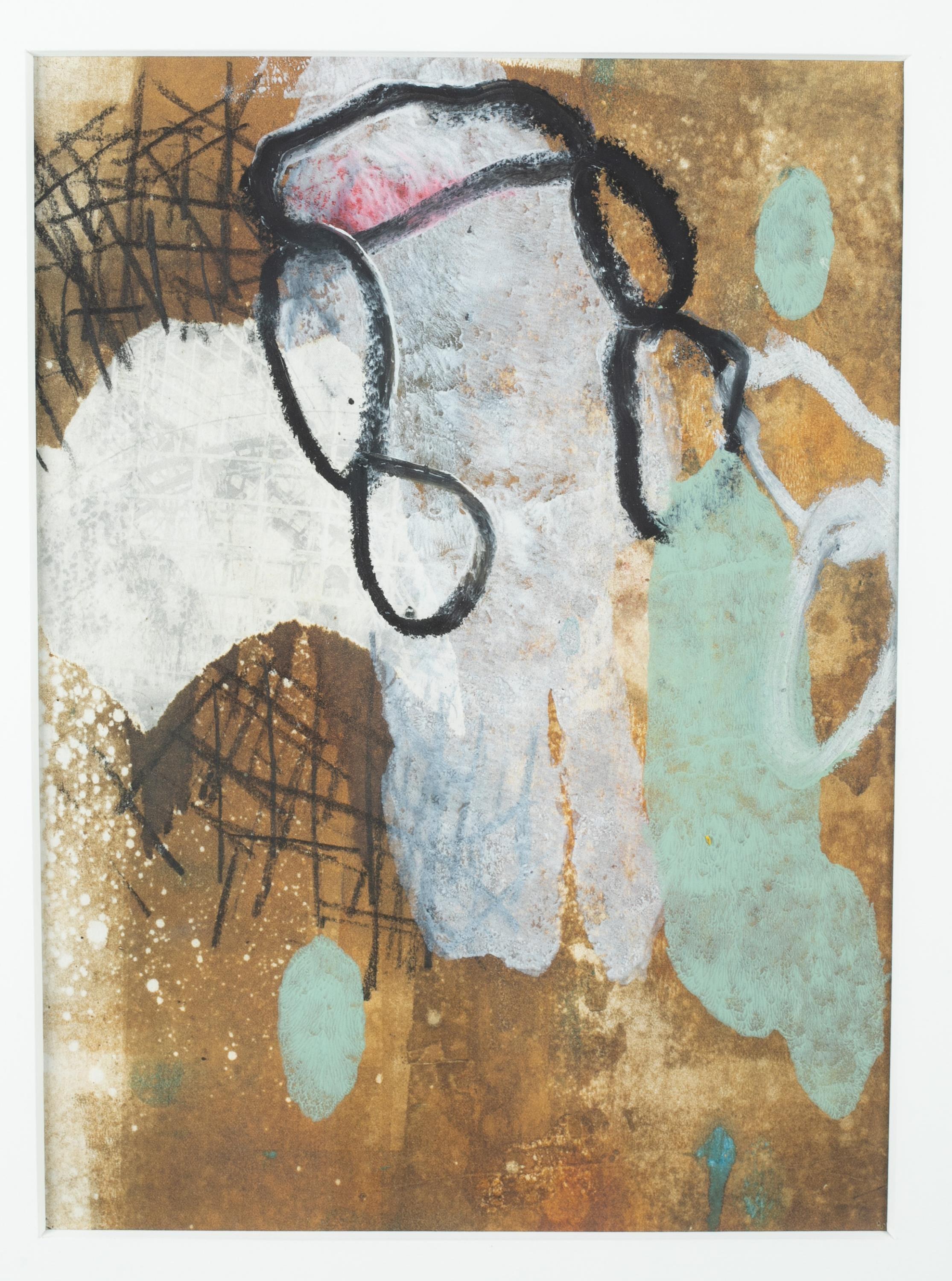 Dean Nimmer (americano, nato nel 1935). "Senza titolo". 1995. Multimediale su carta. Firmato a mano, datato, Verso. 
Immagine: 17" x 10". Con cornice: 26" x 22".

Dean Nimmer ha esposto in oltre 200 mostre personali e collettive negli Stati Uniti,