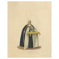 Der Dekan von Westminster bringt die Krone - Krönung von Georg IV., 1824 Kupferstich