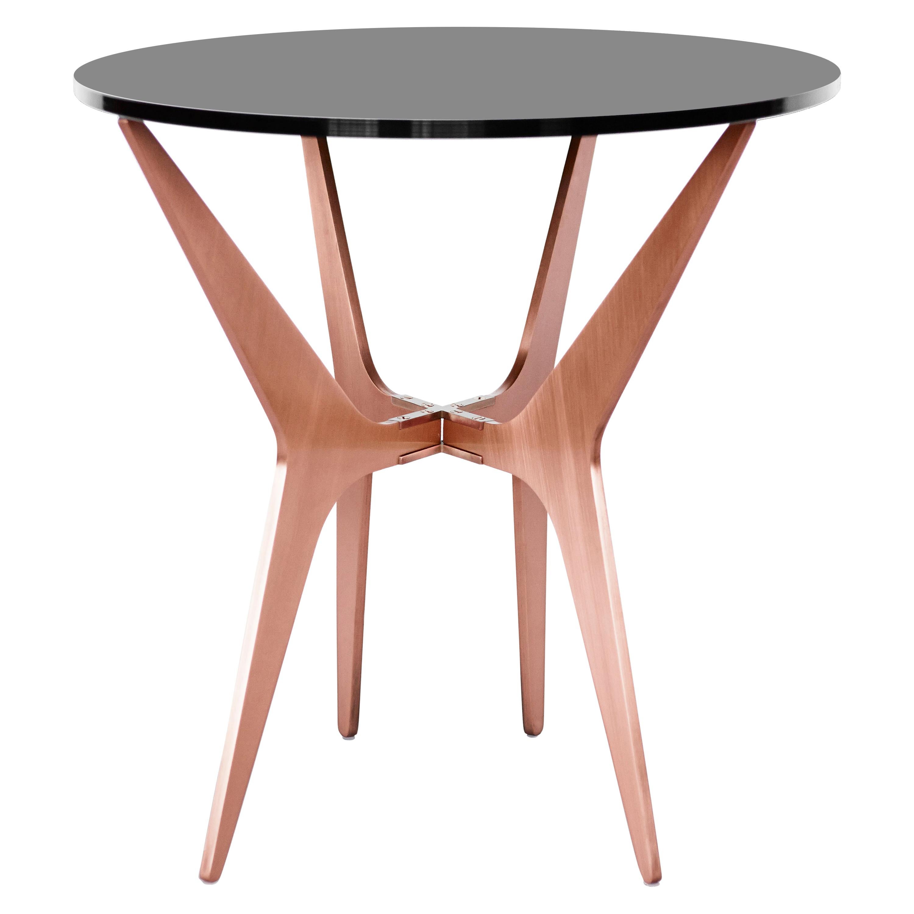 Dean Oval Side Table in Satin Copper Base with Glass Top by Gabriel Scott