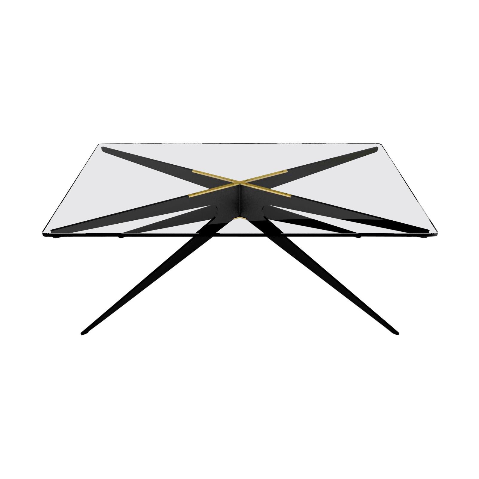 Clear (Clear Glass) Dean Rectangular Coffee Table with Black Base and Glass Top by Gabriel Scott