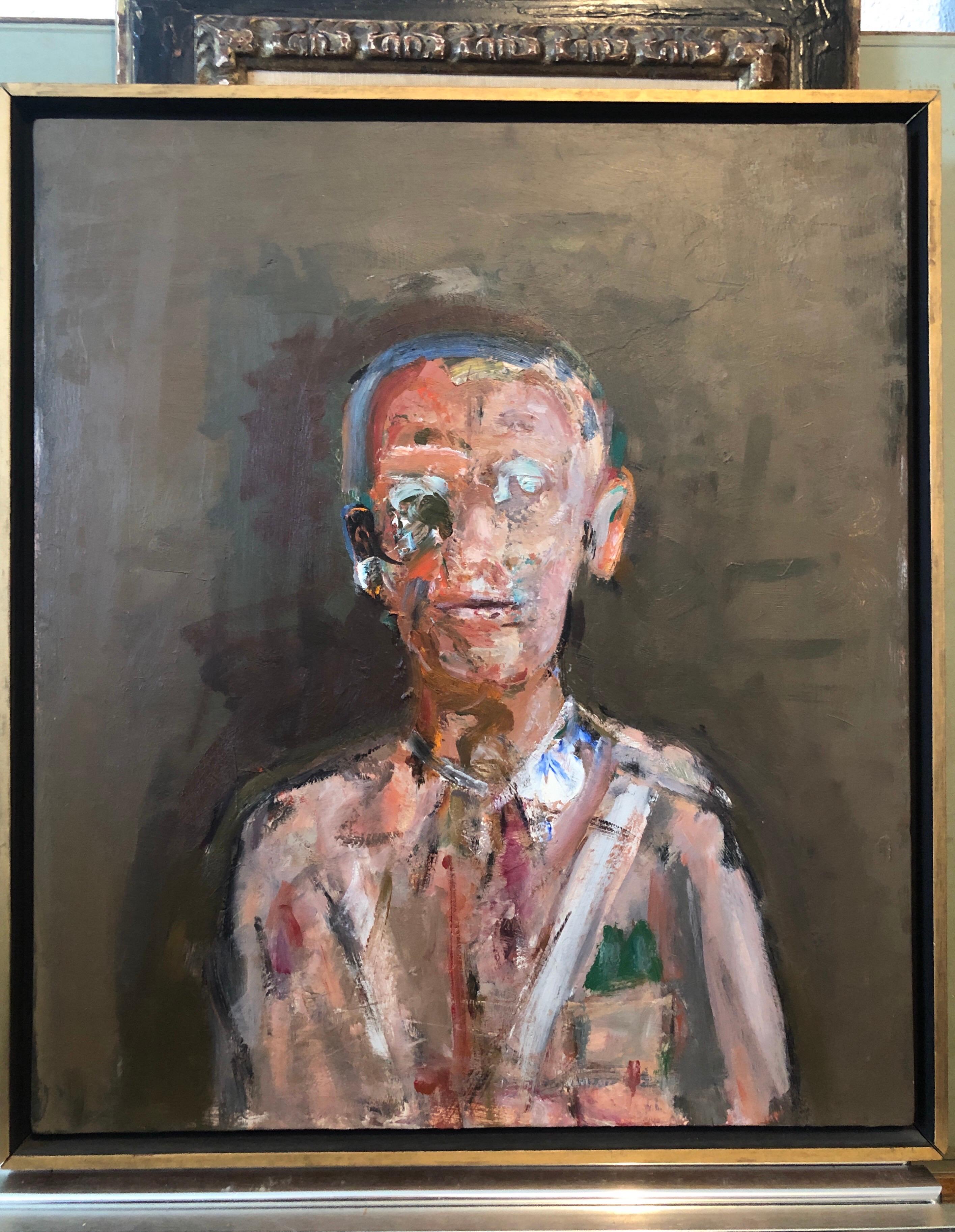 Retrato de Hombre Militar Figurativo Abstracto Pintura al Óleo Artista Modernista Americano en venta 7