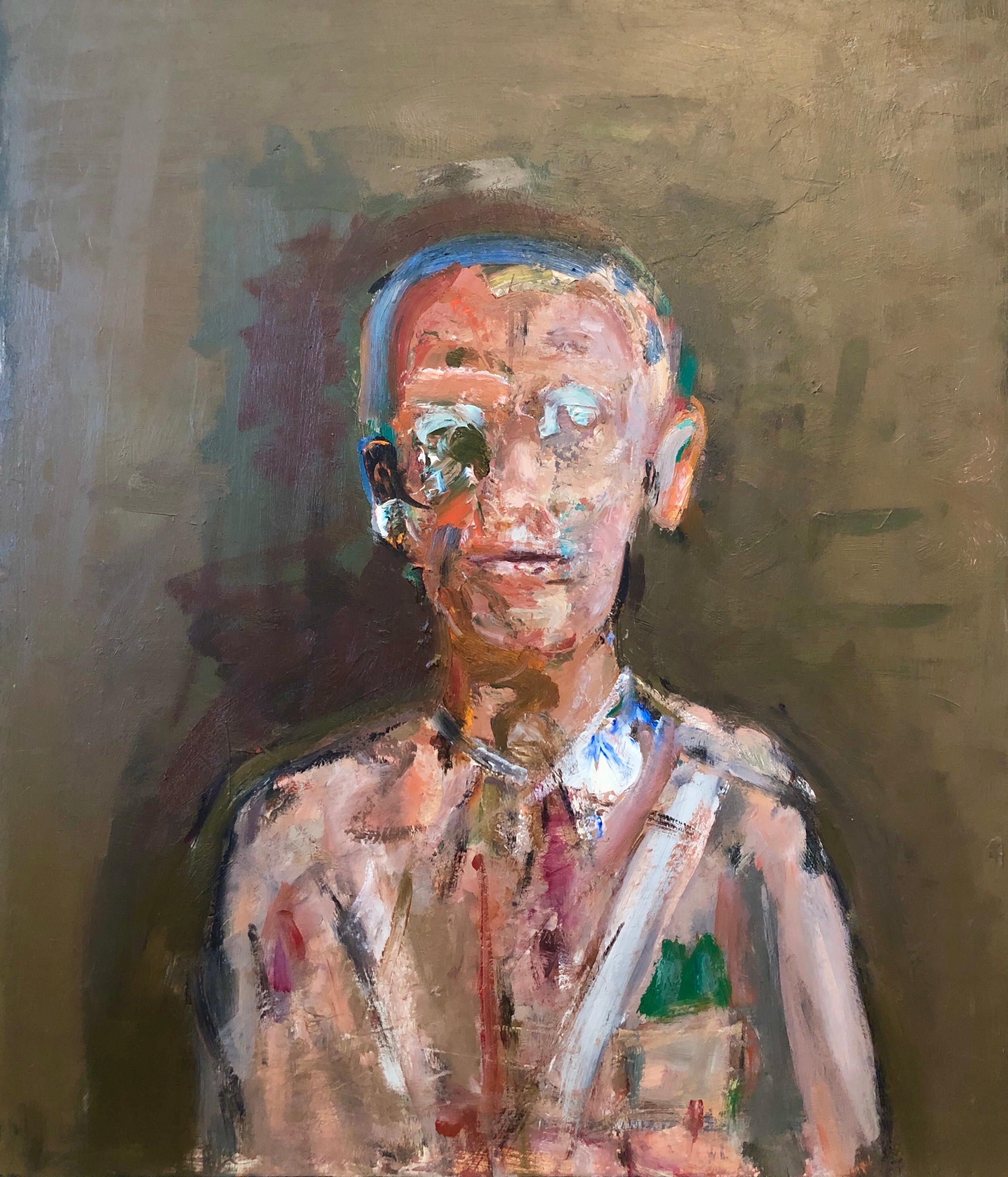 Retrato de Hombre Militar Figurativo Abstracto Pintura al Óleo Artista Modernista Americano en venta 8