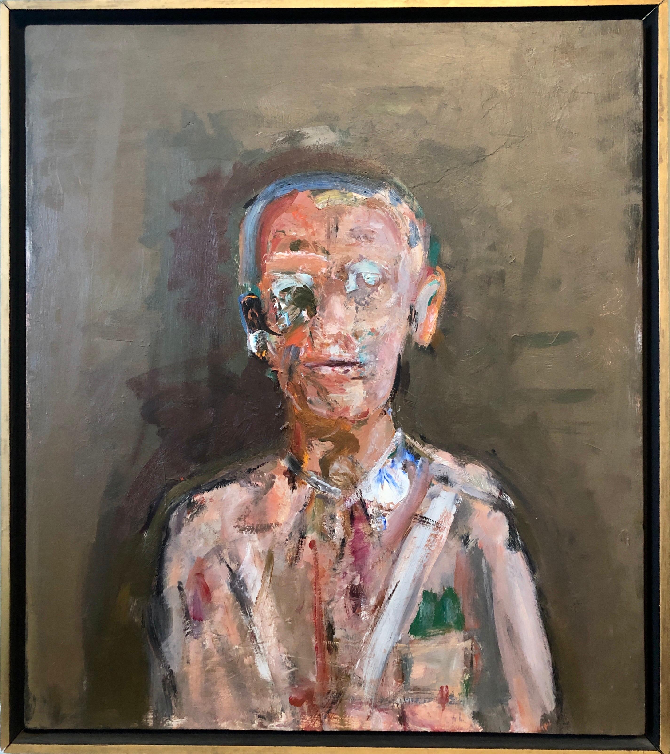 Retrato de Hombre Militar Figurativo Abstracto Pintura al Óleo Artista Modernista Americano en venta 9